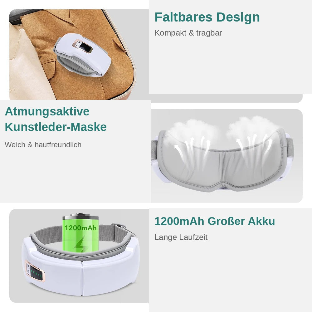 Foldable Eye Air Pressure Massager Airbag Vibration Massage Hot Compress Bluetooth Music Relieve Eye Dry Fatigue Smart Glasses
